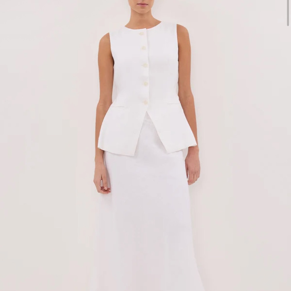 TYRA WHITE LINEN MIDI SKIRT